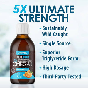 AquaOmega 5X Omega-3 Liquid 225ml - Orange Flavor - Lighten Up Shop