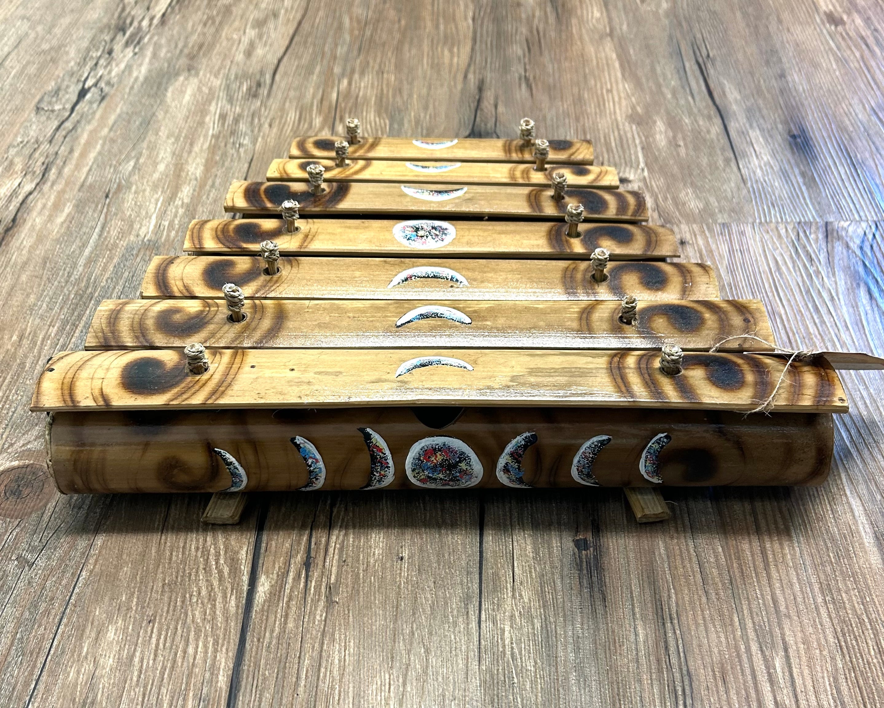 Bamboo Hand Painted Xylophone - Moon Phases