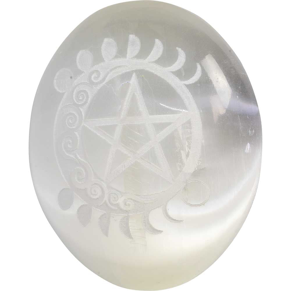 Selenite Palmstone Pentacle - Lighten Up Shop