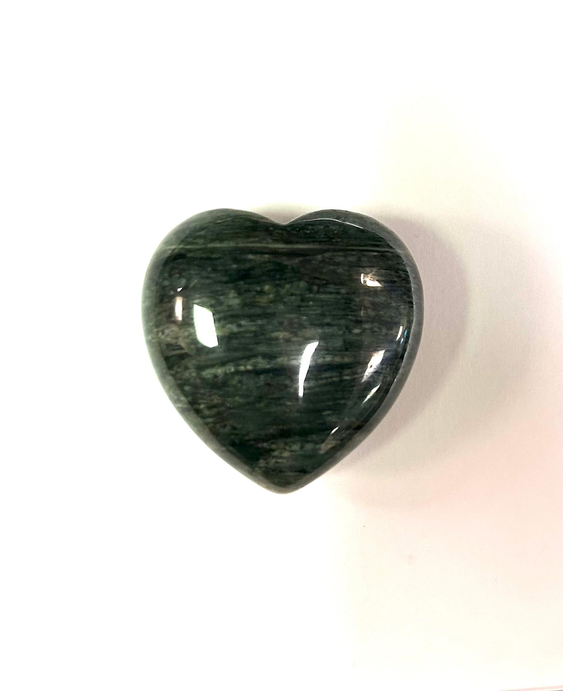 Green Hair Jasper Heart 1.5”