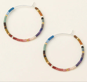 Chromacolor Miyuki Small Hoop - Dark Multi/Silver