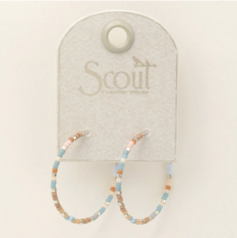 Chromacolor Miyuki Small Hoop Earring - Desert Blue Multi/Silver - Lighten Up Shop