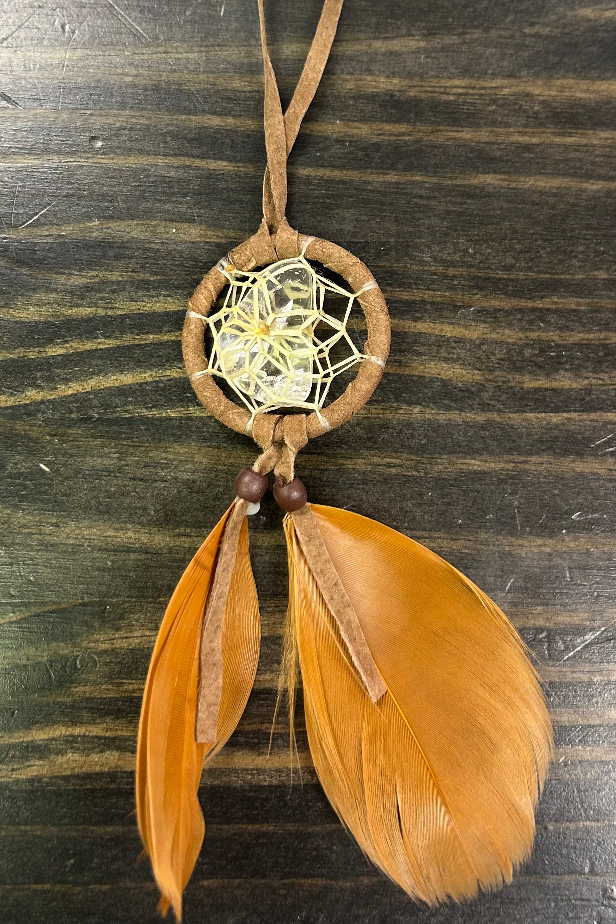 Dreamcatcher w/ Crystal 1.5” Brown - Lighten Up Shop