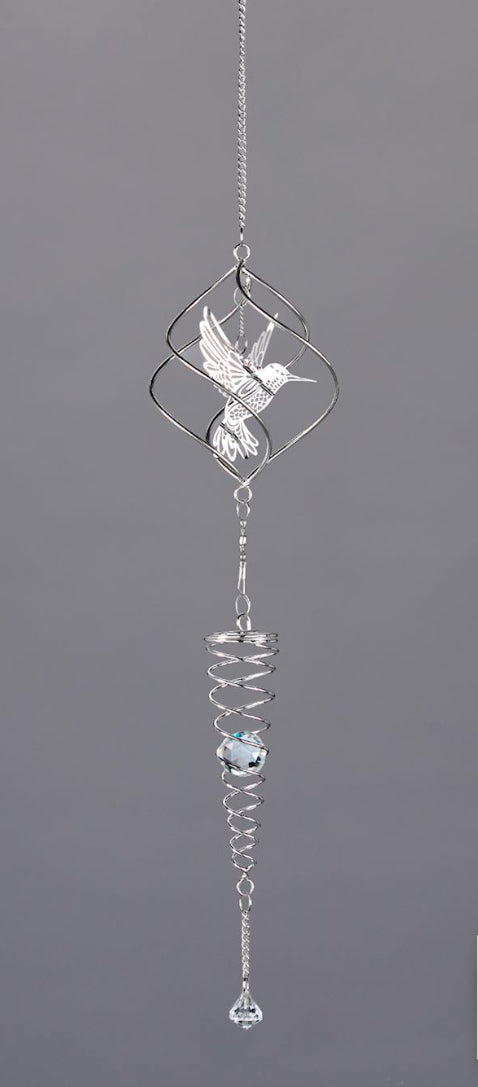 Stainless Steel Hummingbird Spinner Suncatcher - Lighten Up Shop