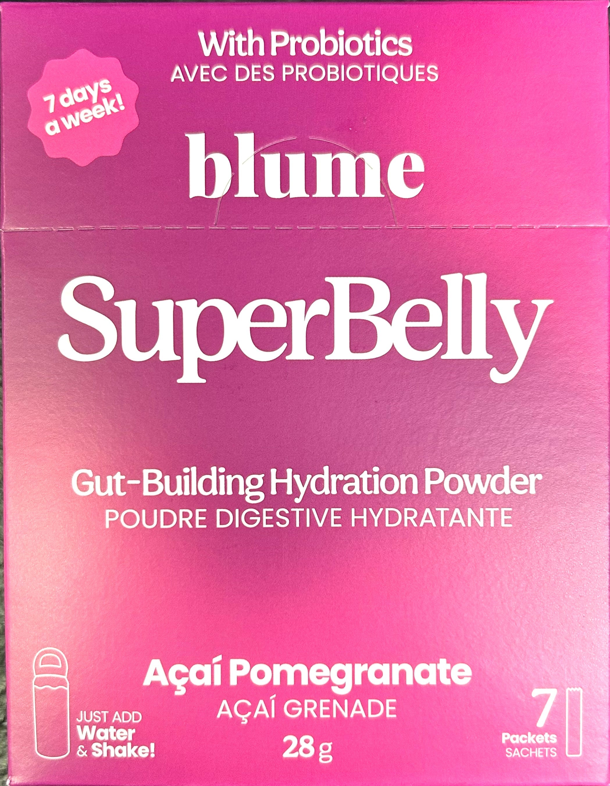 Blume SuperBelly Gut-Building Hydration Powder (7 Packets) - Acai Pomegranate - Lighten Up Shop
