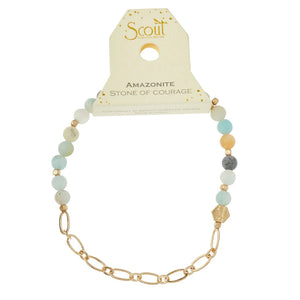 Mini Stone w/Chain Stacking Bracelet - Amazonite