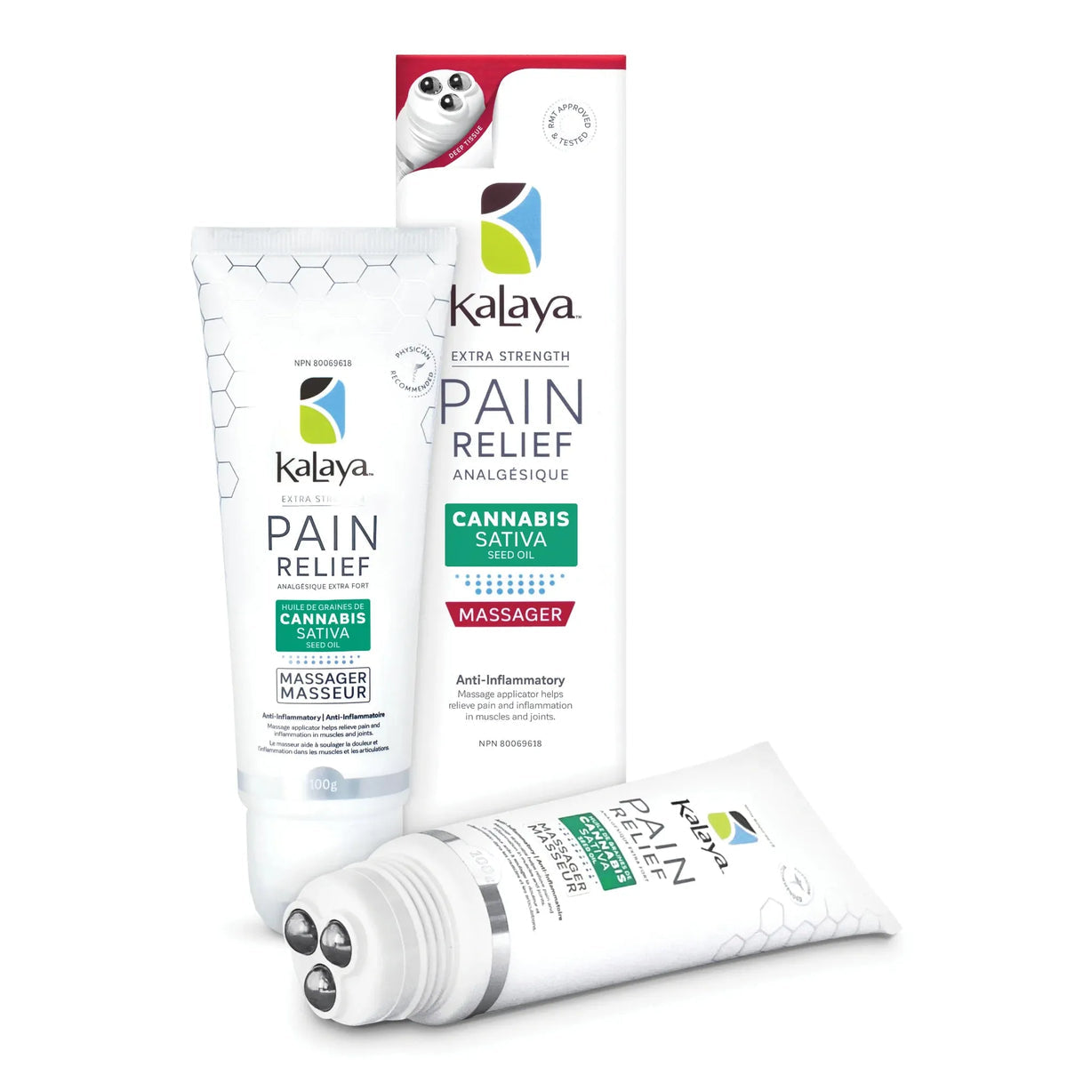 Kalaya Naturals Cannabis Sativa Seed Oil Pain Relief With Massager - Lighten Up Shop