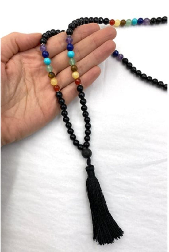 Chakra and Obsidian Mala - Lighten Up Shop