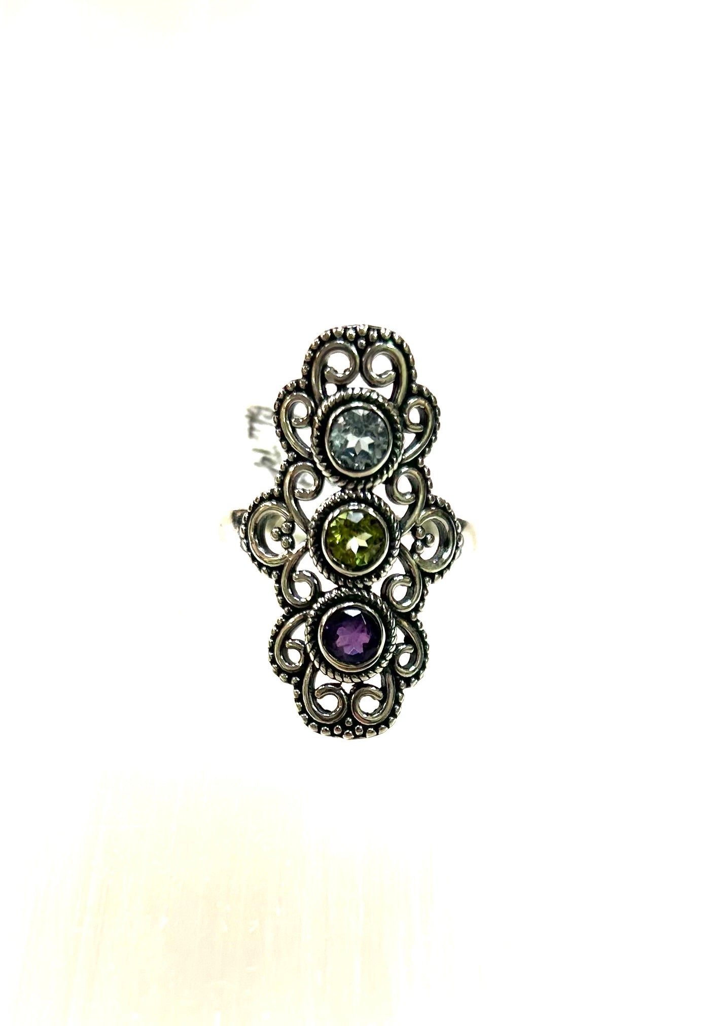 Amethyst/Peridot/Blue Topaz  Ring ($48) - Lighten Up Shop