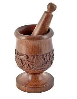 Mortar and Pestle (Wooden hand carved) 2.75” - Lighten Up Shop