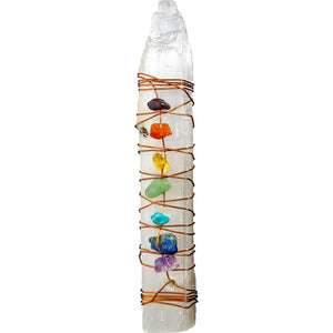 Chakra Selenite Wand 6”