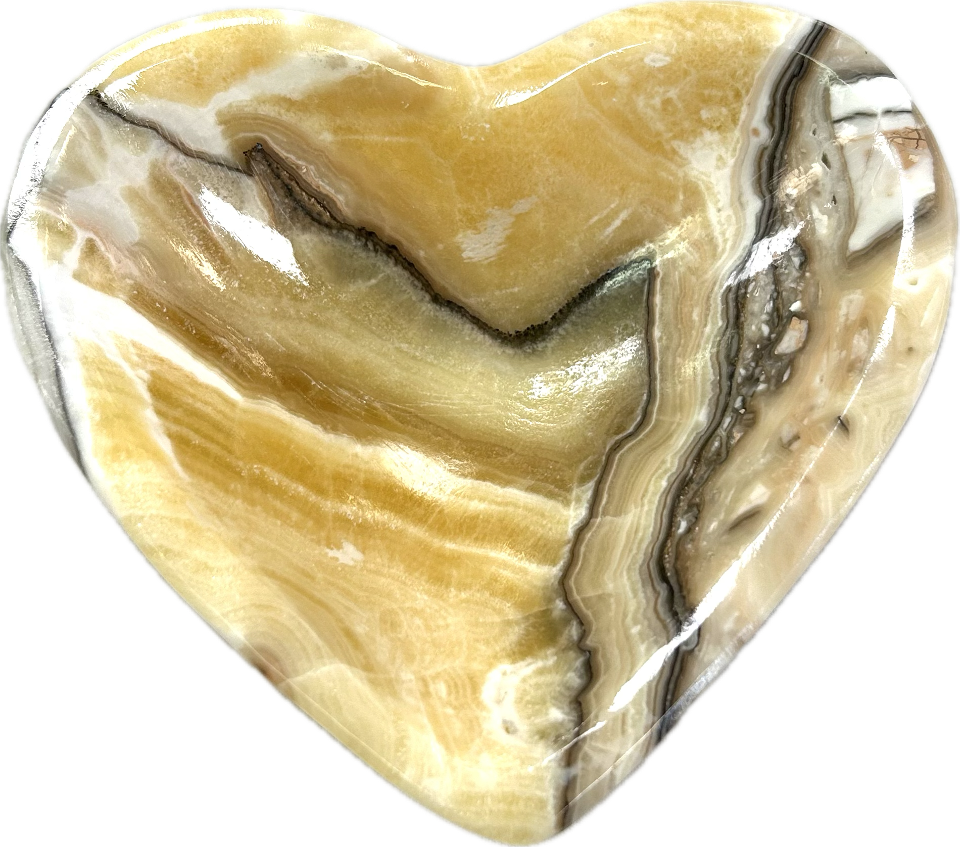 Black Phantom Calcite Heart Dish