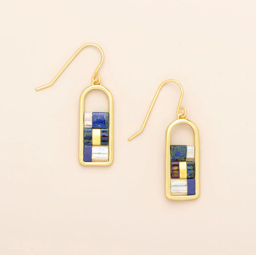 Good Karma Miyuki Frame Earring - Indigo/Gold - Lighten Up Shop