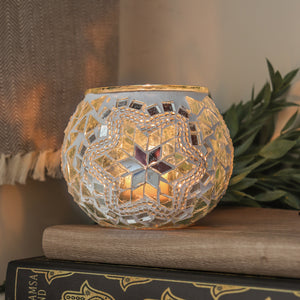 Turkish Mosaic Candle Holder - Wedding White