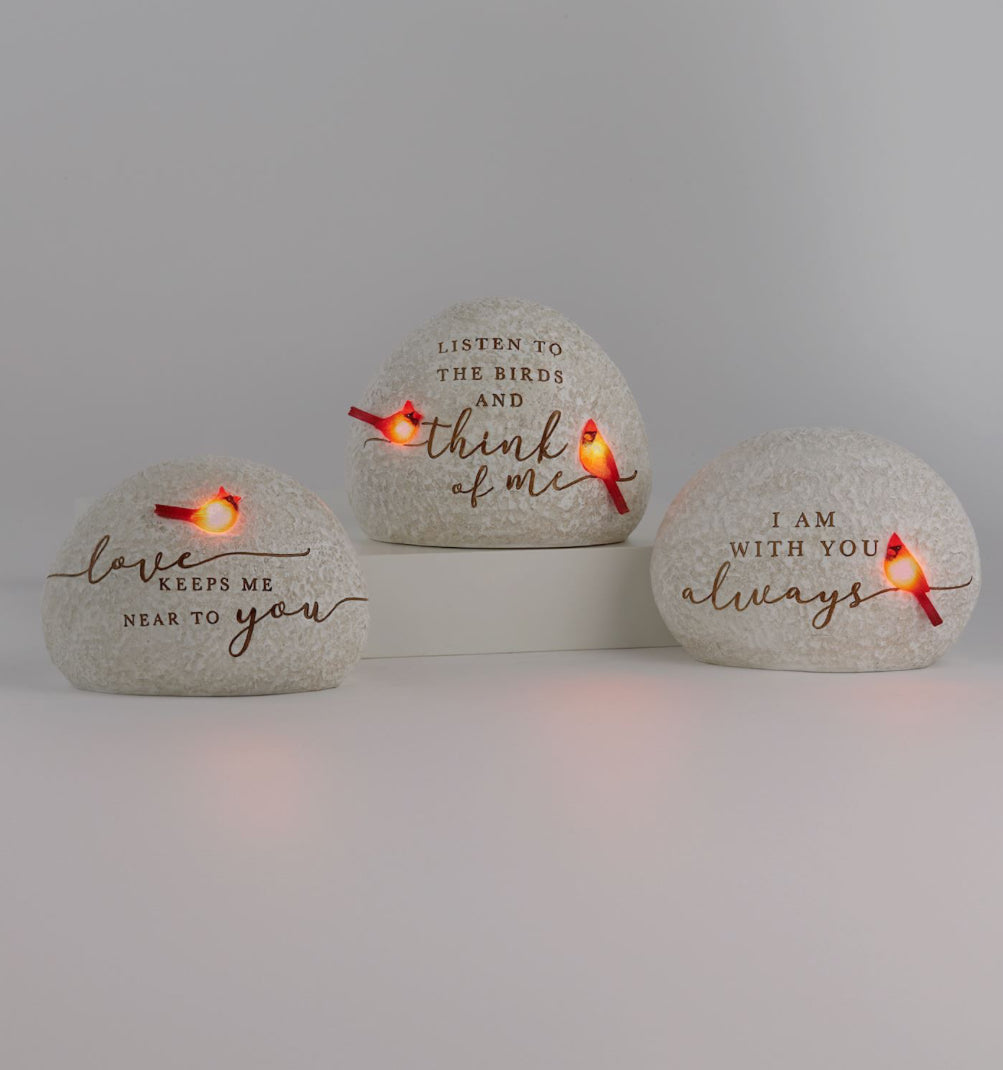 Red Cardinal Memorial Solar Garden Stone - Lighten Up Shop