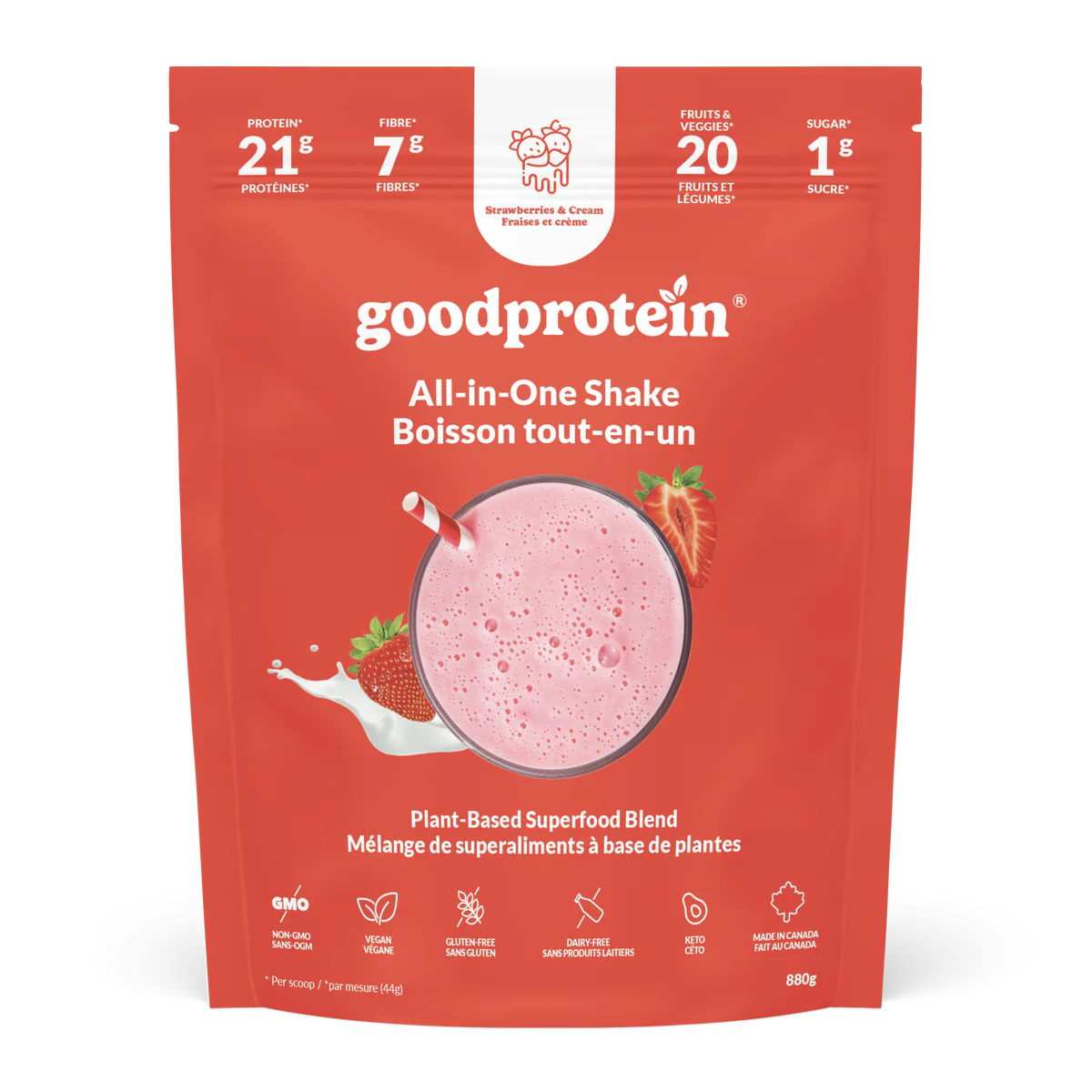 Good Protein Strawberries & Cream All-In-One Shake 880g - Lighten Up Shop