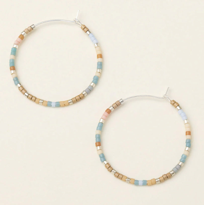 Chromacolor Miyuki Small Hoop Earring - Desert Blue Multi/Silver - Lighten Up Shop