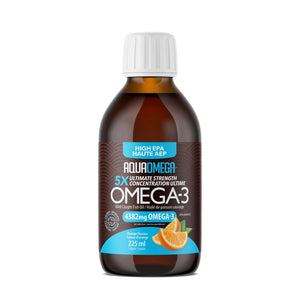 AquaOmega 5X Omega-3 Liquid 225ml - Orange Flavor - Lighten Up Shop