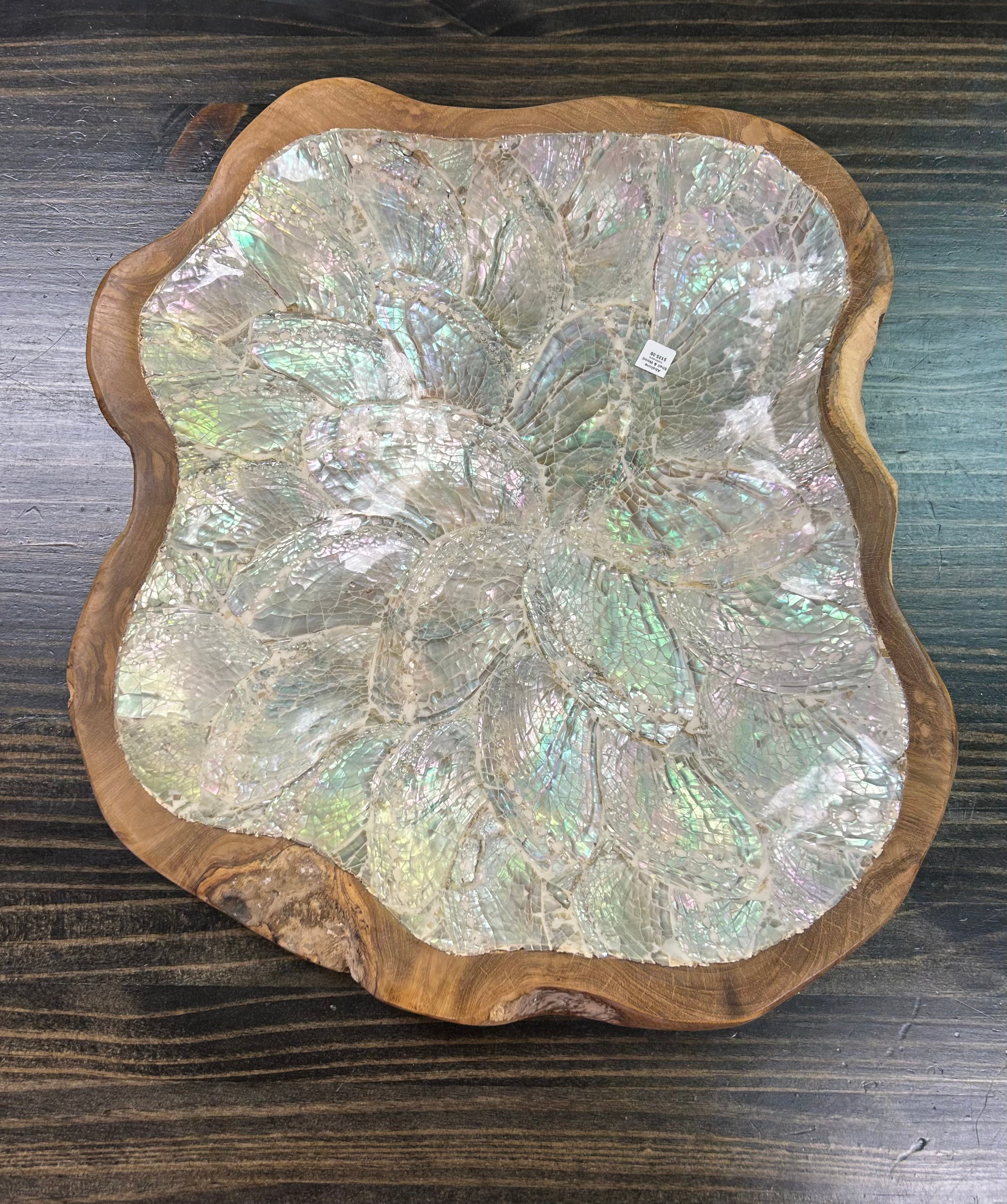 Abalone Shell and Wood Dish