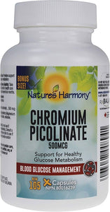 Nature’s Harmony Chromium Picolinate 500 mcg - 105 Capsule - Lighten Up Shop