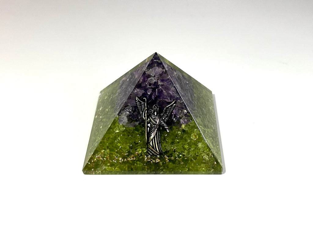 Peridot Amethyst Archangel Raphael Pyramid - Lighten Up Shop