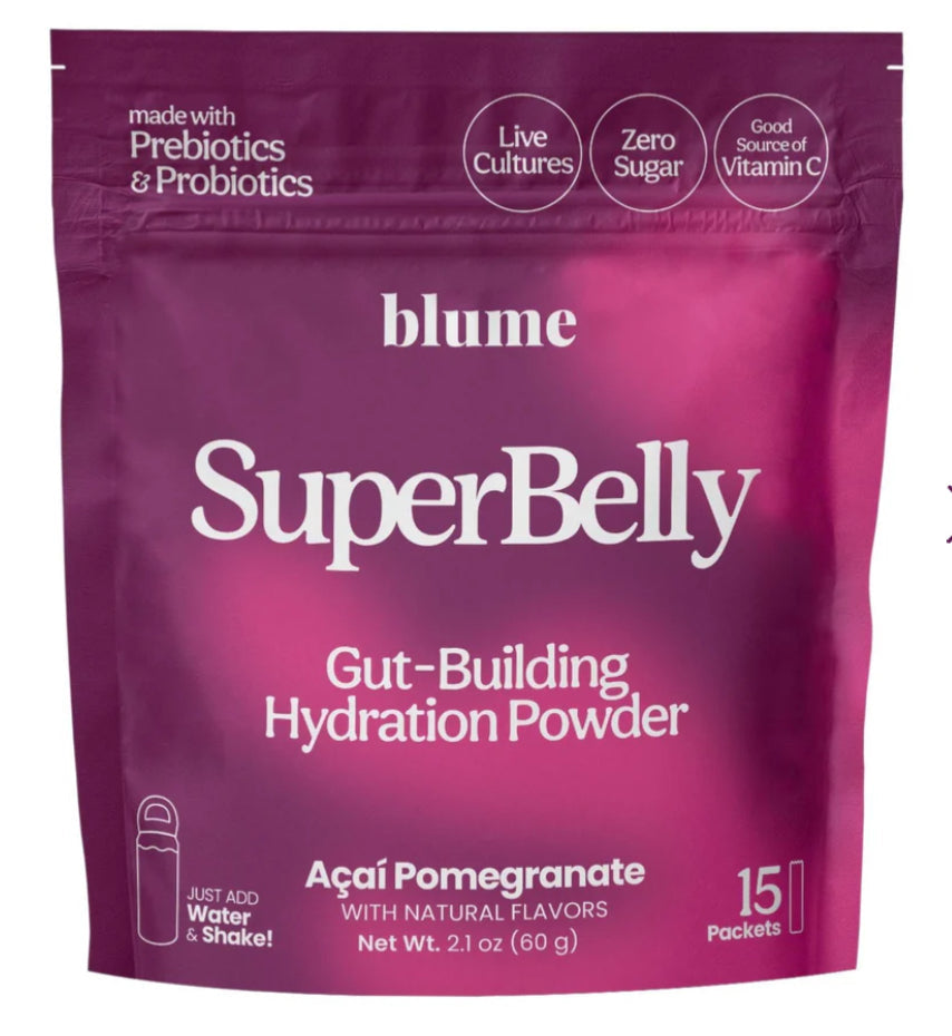 Blume SuperBelly Gut-Building Hydration Powder (15 Packets) - Açai Pomegranate - Lighten Up Shop