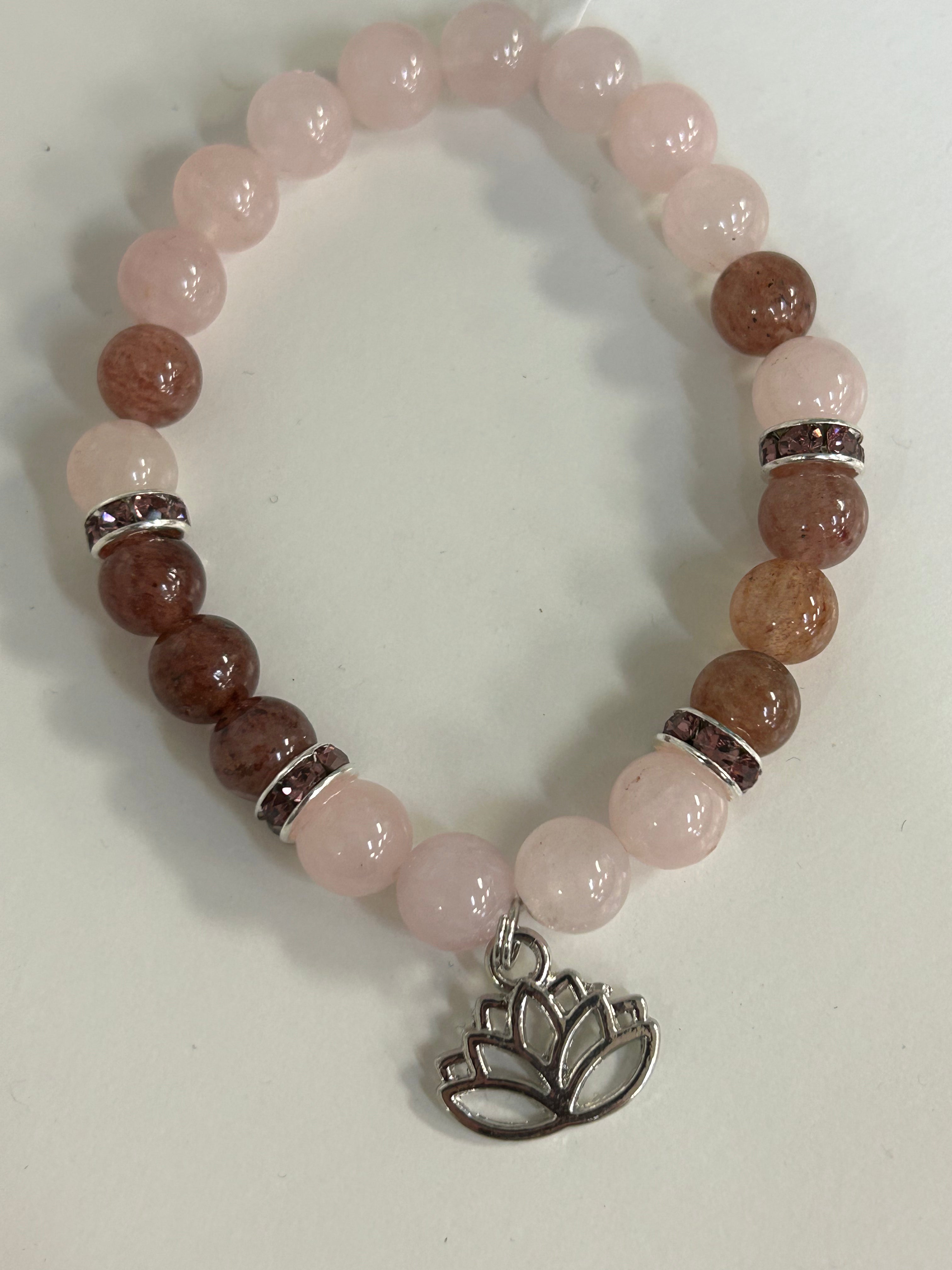 Rose Quartz Strawberry Quartz Bracelet - Lighten Up Shop