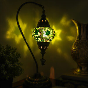 Turkish Swan Neck Mosaic Table Lamp Green