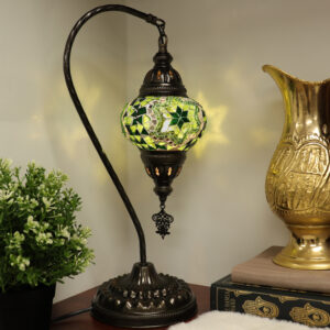 Turkish Swan Neck Mosaic Table Lamp Green