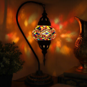 Turkish Swan Neck Mosaic Table Lamp Multi Colour