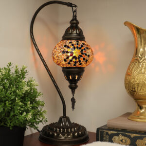 Turkish Swan Neck Mosaic Table Lamp Gold