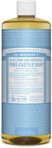 Dr. Bronner’s 18-In-1 Pure Castile Soap - Baby Unscented 237ml - Lighten Up Shop