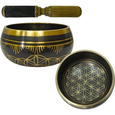 Black Flower of Life Tibetan Singing bowl - Lighten Up Shop