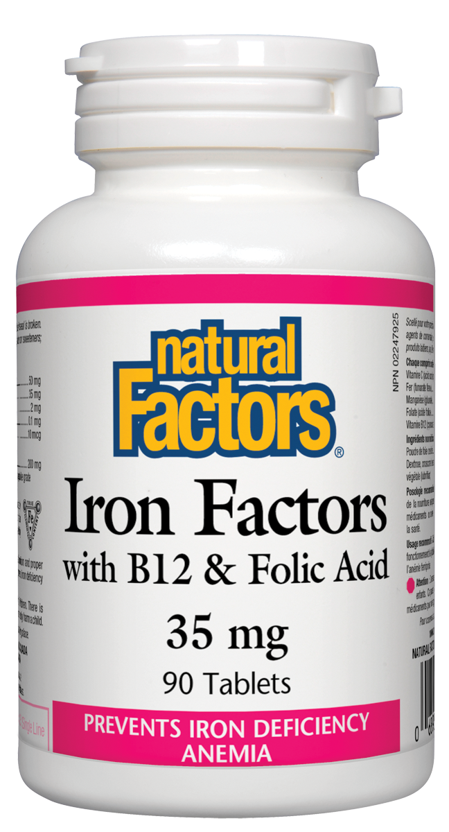 Iron Factors with B12 and Folic Acid 35mg 90 tablets - Lighten Up Shop