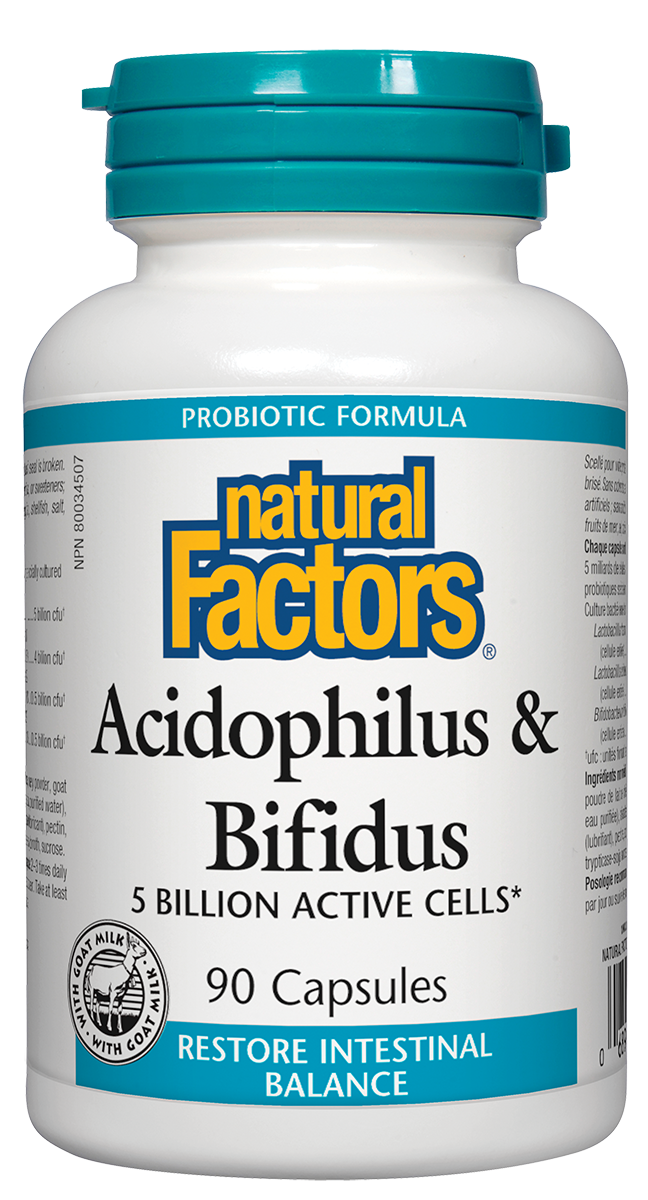 Acidophilus and Bifidus 5 Billion active cells 90 capsules - Lighten Up Shop