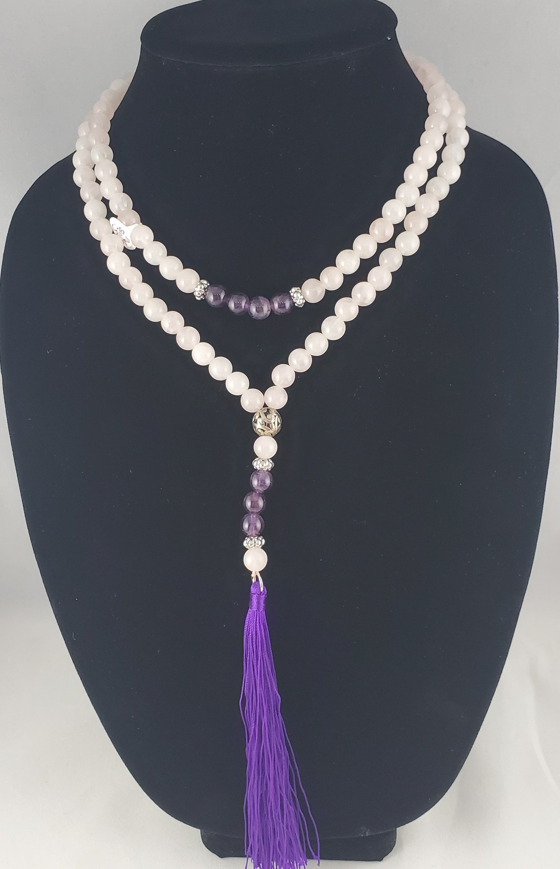 Rose Quartz and Amethyst Mala 22" - Lighten Up Shop