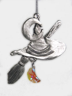 Hat Broom Suncatcher Pewter - Lighten Up Shop