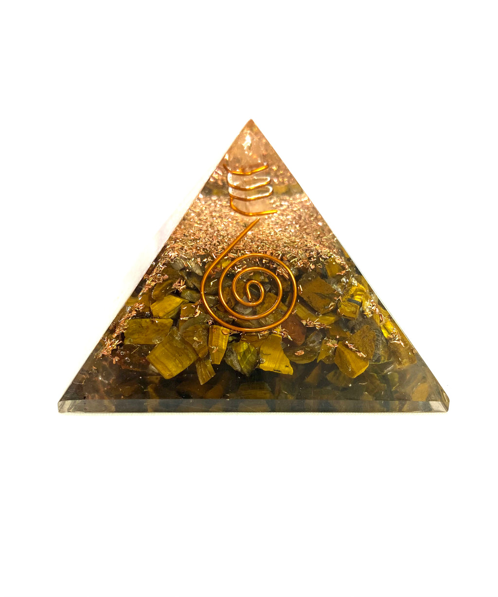 Tiger’s Eye Orgone Generator Pyramid - Lighten Up Shop