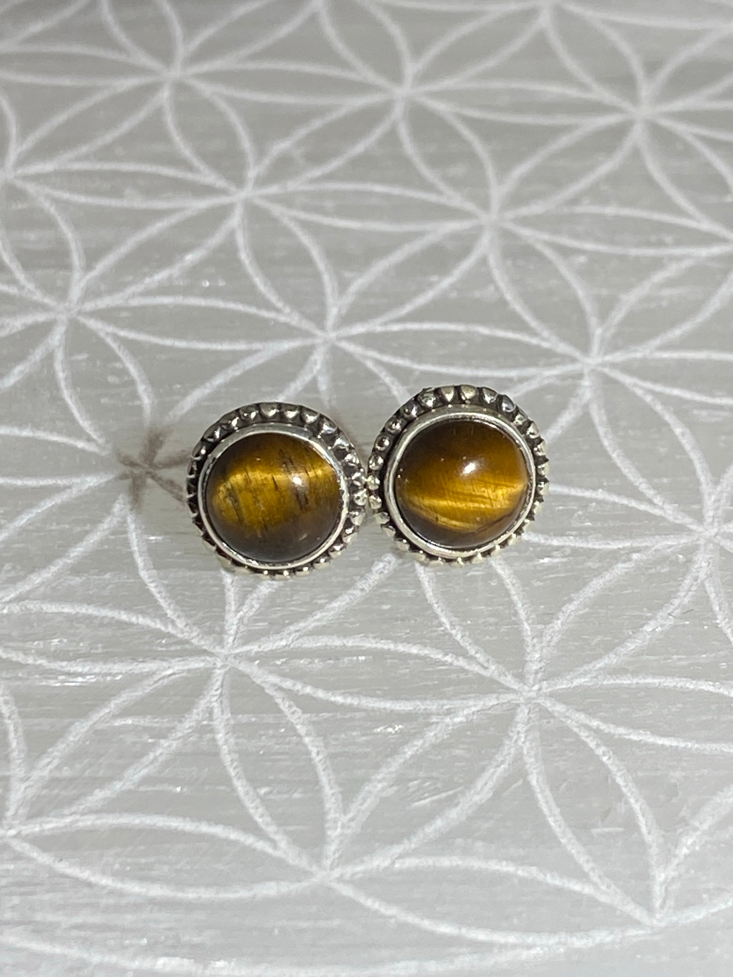 Stud Earrings Medium Tiger’s Eye - Lighten Up Shop