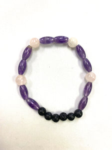 Amethyst / Rose Quartz Lava Bracelet - Lighten Up Shop