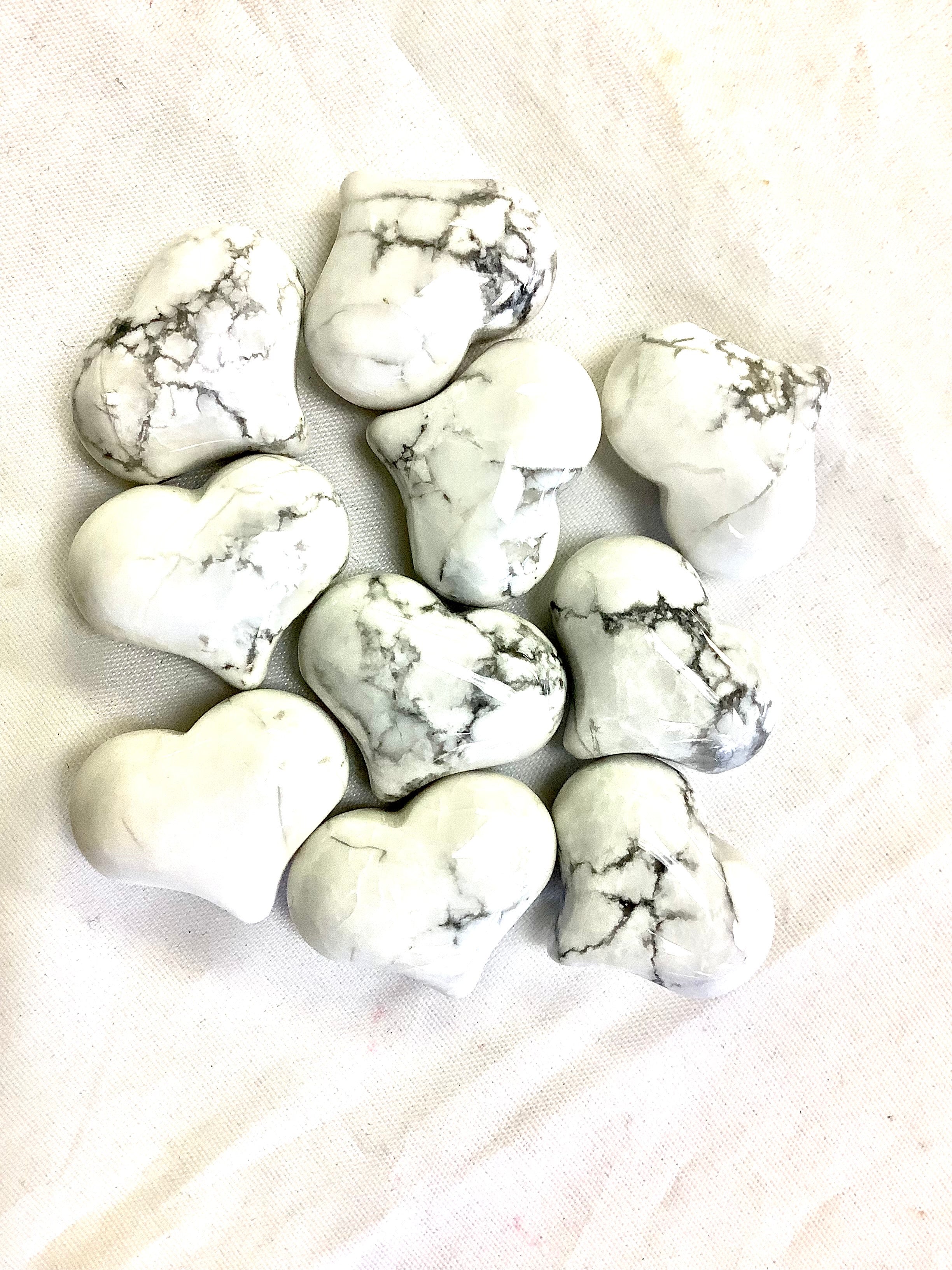 Howlite  Heart 1" (sold separately) - Lighten Up Shop