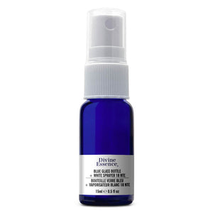 Divine Essence Empty Blue Glass Spray Bottle 15ml - Lighten Up Shop