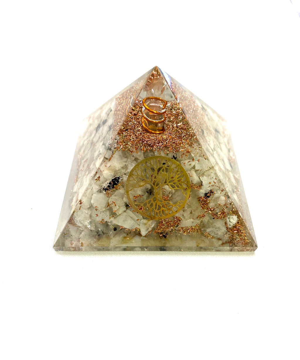 Moonstone Orgone Generator Pyramid - Lighten Up Shop