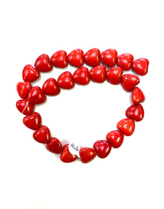 Red Howlite Heart Bead Strand - Lighten Up Shop