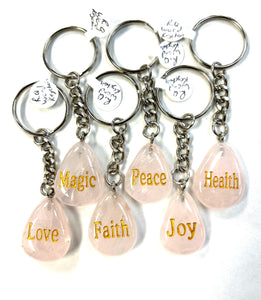 Rose Quartz Word Keychain - Lighten Up Shop