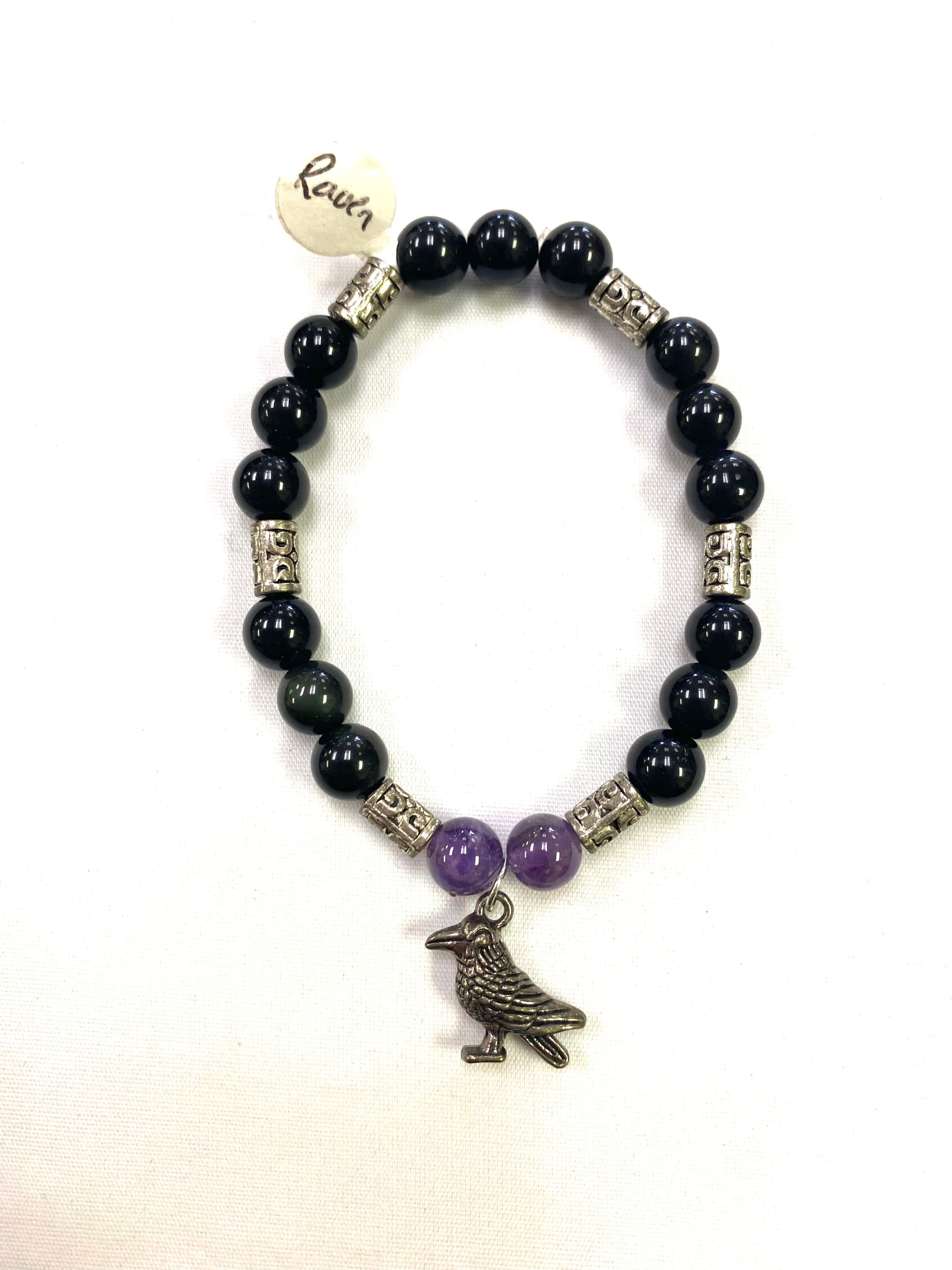 Amethyst Raven Bracelet - Lighten Up Shop