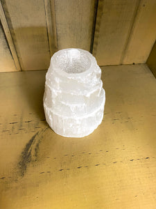 Selenite Candle Holder/ Sphere Stand - Lighten Up Shop