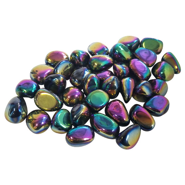 Rainbow Aura Black Obsidian Loose Tumbled - Lighten Up Shop